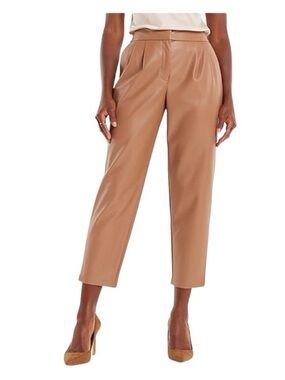 Express Camel Faux Leather Straight Leg Pants